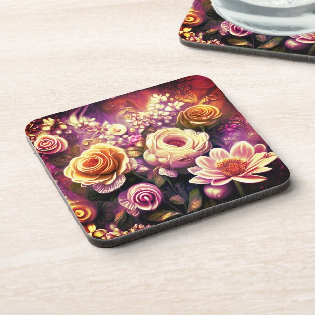 Dessous-de-verre Beautiful Acrylic Flower Pattern Beverage Coaster (Côté gauche)