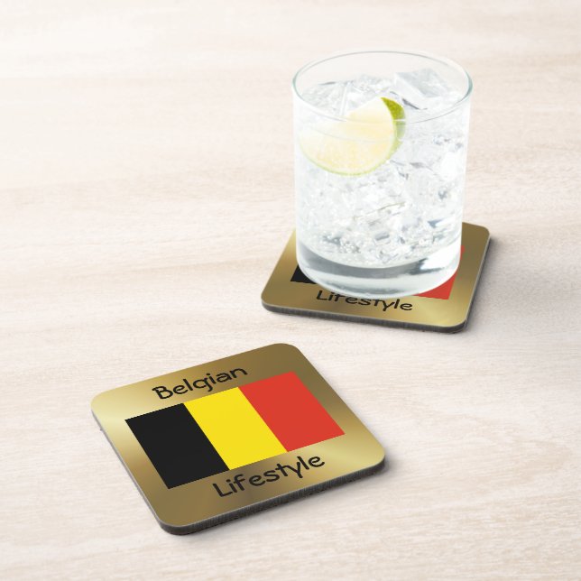 Dessous-de-verre Belgium Flag+Text Coaster (Côté Droit)