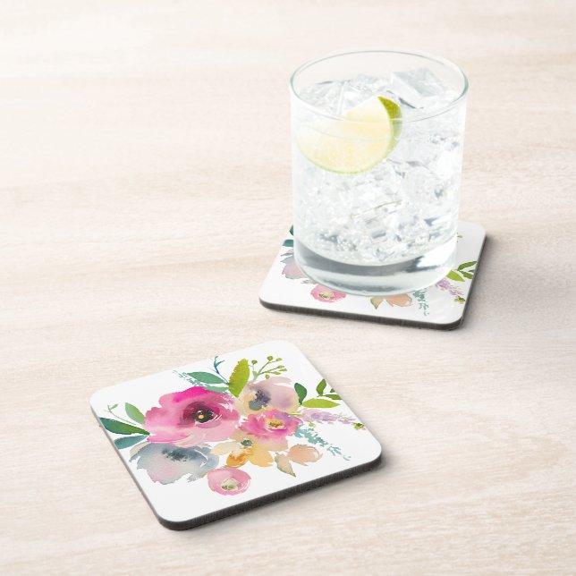 Dessous-de-verre Belle Aquarelle Florale Boho Pastel (Côté Droit)