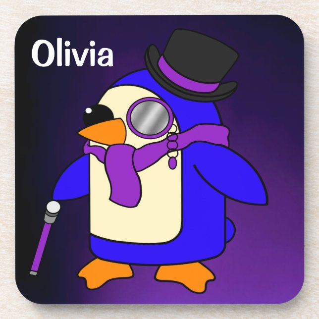 Dessous-de-verre Belle bande dessinée pingouin violet violet profon (Devant)