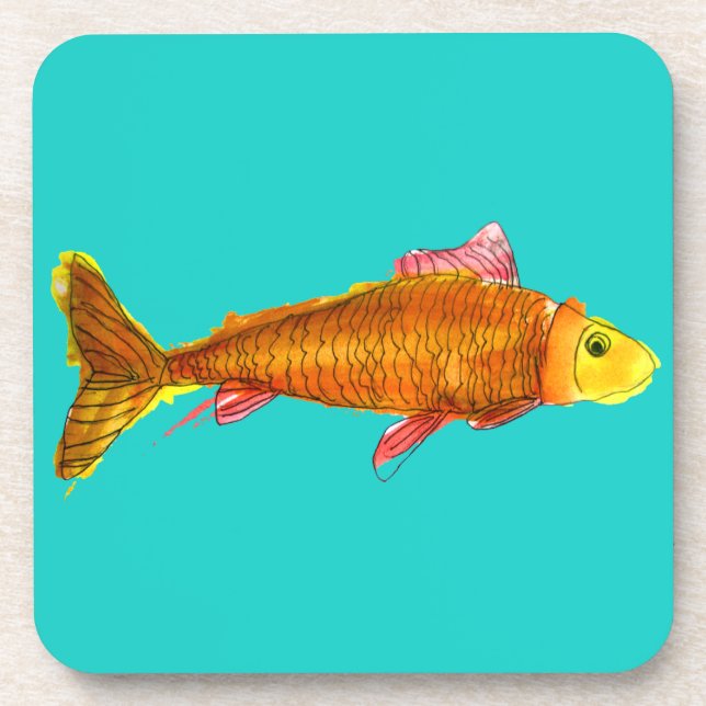 Dessous-de-verre Belle comète de poisson rouge illustration de pop  (Devant)