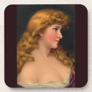 Dessous-de-verre Belle femme du 19ème siècle aux cheveux longs