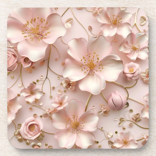 Dessous-de-verre Belle Fleurs Pastel Rose Doux (Devant)