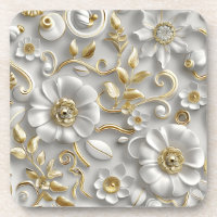 Belle Flore 3D Blanc Et Or