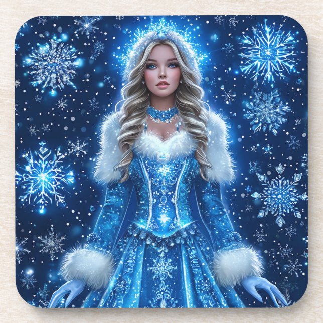 Dessous-de-verre Belle jeune fille de neige (Devant)