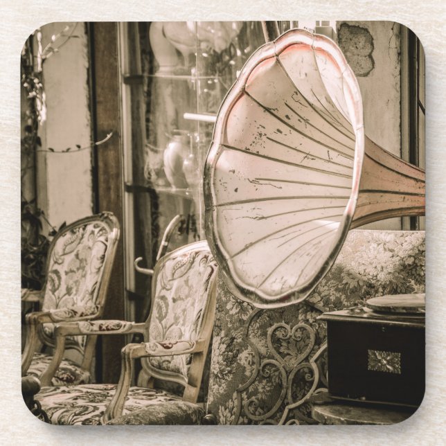 Dessous-de-verre Belle Phonographe antique de style ancien (Devant)