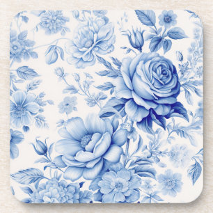Dessous-de-verre Belle Roses et Fleurs sauvages Bleus & Blancs