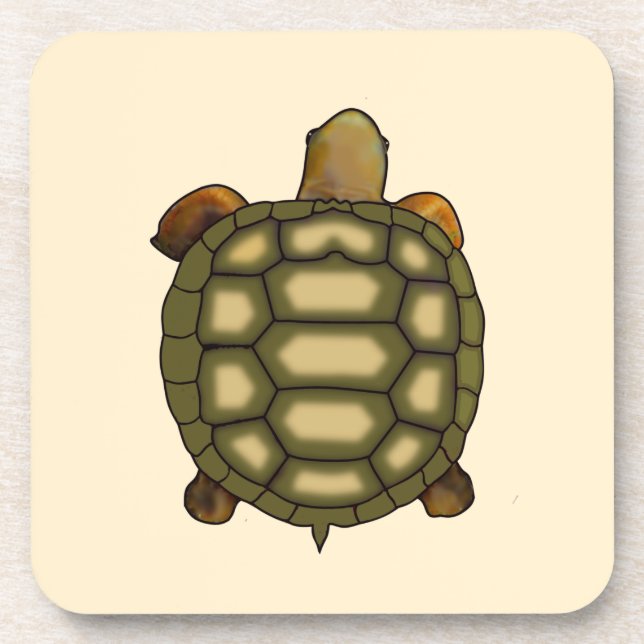 Dessous-de-verre Belle Tortue sur Beige Champagne Clair (Devant)