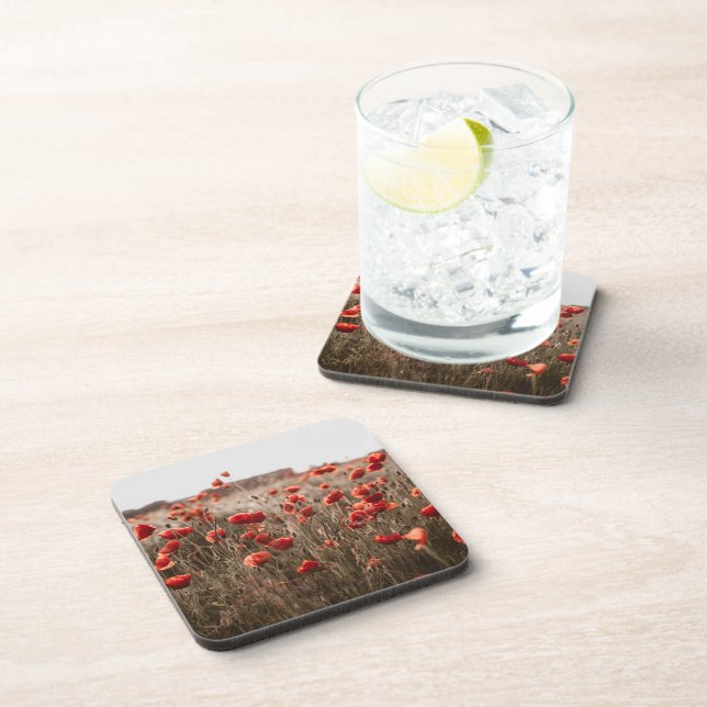 Dessous-de-verre belles fleurs de coquelicot (Côté Droit)