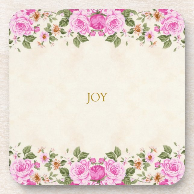 Dessous-de-verre Belles Fleurs & Texte de Joie (Devant)