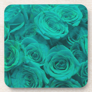 Dessous-de-verre Belles fleurs turquoises roses turquoises