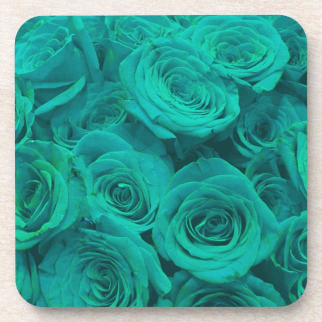 Dessous-de-verre Belles fleurs turquoises roses turquoises (Devant)