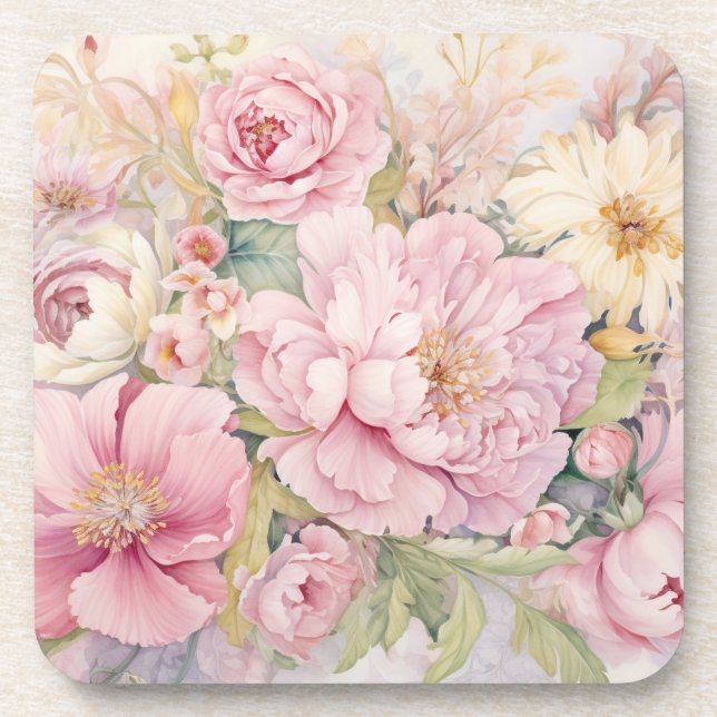Dessous-de-verre Belles pivoines roses (Devant)