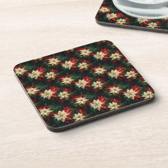 Dessous-de-verre Belles Poinsettias rouges et blanches (Côté gauche)