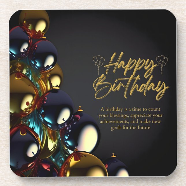 Dessous-de-verre Bénédictions d'anniversaire élégantes (Devant)