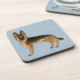 Dessous-de-verre Berger Allemand noir et feu dessin animé GSD Chien