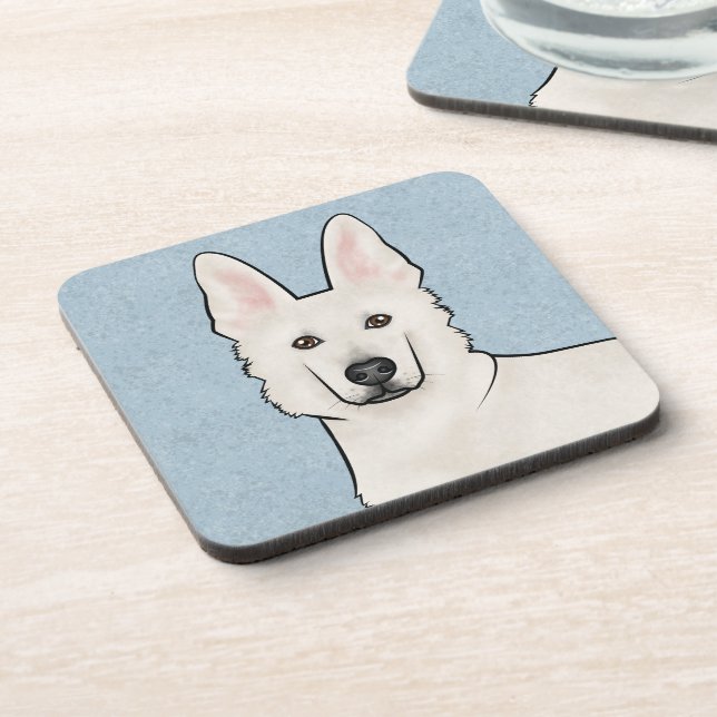 Dessous-de-verre Berger suisse blanc GSD mignon Chien tête bleu (Côté gauche)