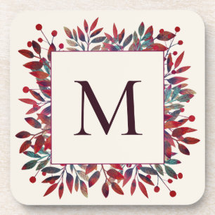 Dessous-de-verre Berries de Bourgogne et feuilles d'automne Monogra