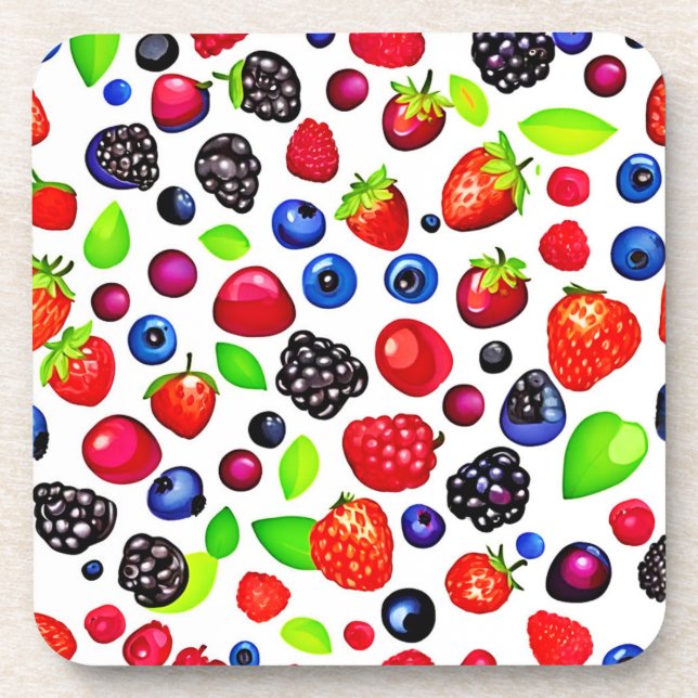 Dessous-de-verre Berry Burst : Motif de fruits (Devant)