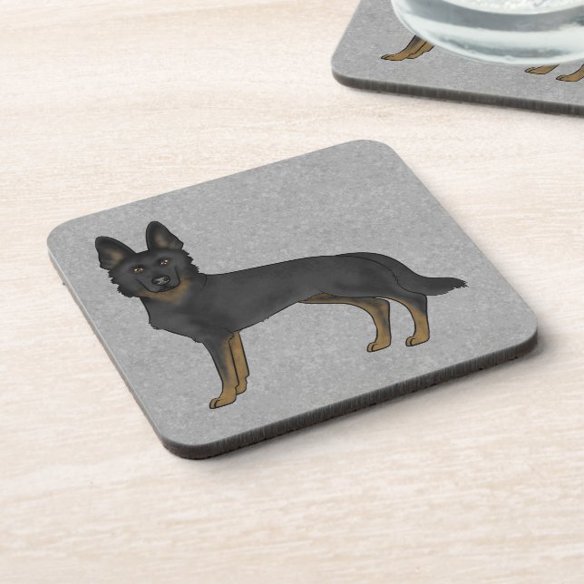 Dessous-de-verre Bi-Black Allemand Berger Cartoon GSD Chien Gris (Côté gauche)