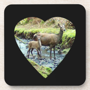 Dessous-de-verre Biche Rouge Douce Avec Faon Forêt Nature 6x