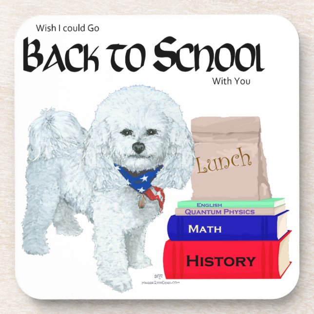 Dessous-de-verre Bichon Frise Back to School (Devant)