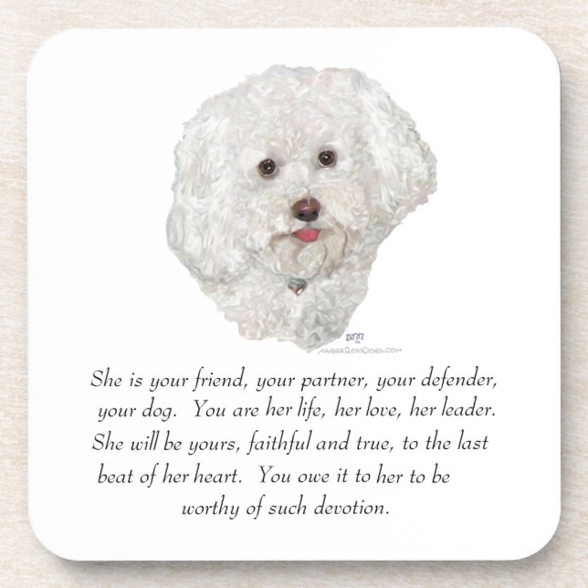 Dessous-de-verre Bichon Frise Keepsake FEMALE (Devant)