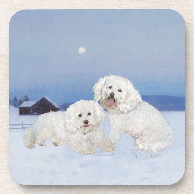 Dessous-de-verre Bichon Frise Soir de Décembre (Devant)