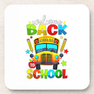 Dessous-de-verre Bienvenue à bord du bus scolaire 1er jour d'école