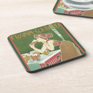 Dessous-de-verre Bière Art Nouveau Vintage Brasserie Fraikin-Courar
