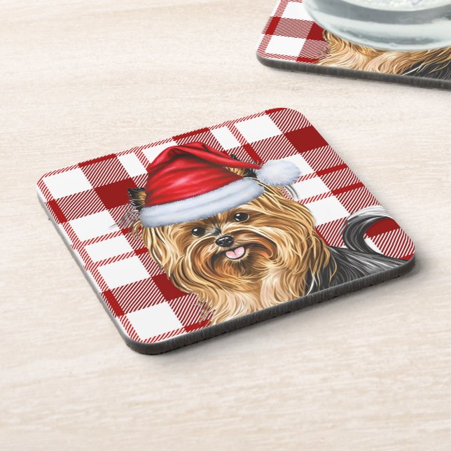 Dessous-de-verre Biewing hiver Terrier Chien de vacances Red Plaid (Côté gauche)