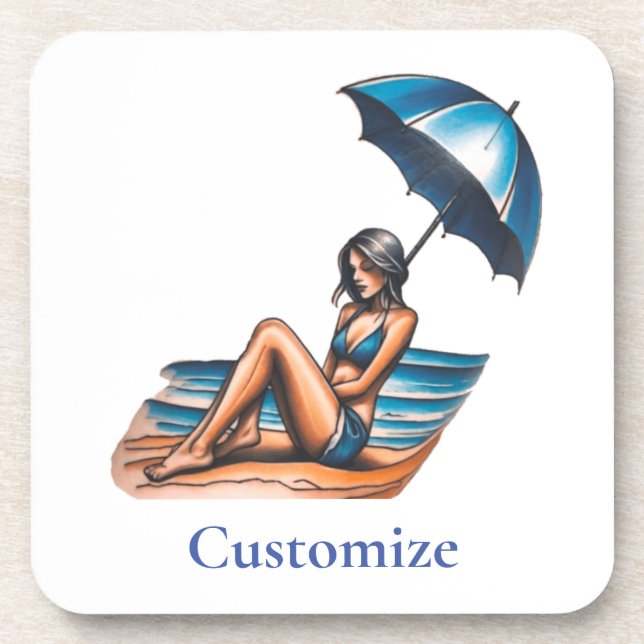 Dessous-de-verre Bikini Girl Beach Napping Thunder_Cove (Devant)