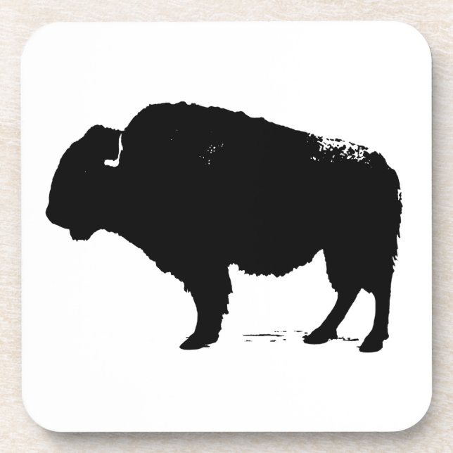 Dessous-de-verre Bison de Buffalo Art noir et blanc (Devant)