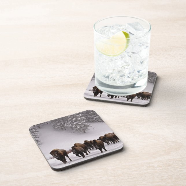 Dessous-de-verre Bison en hiver (Côté Droit)