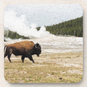 Dessous-de-verre Bison et Old Faithful