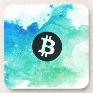 Dessous-de-verre Bitcoin Aquarelle (Style 5 - Wave Rider)