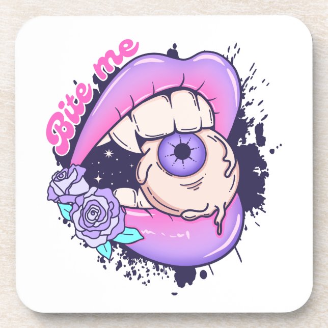 Dessous-de-verre Bite Me Rose Halloween Lièvres (Devant)