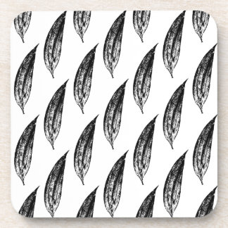 Dessous-de-verre Black and White White Lily Leaf Print
