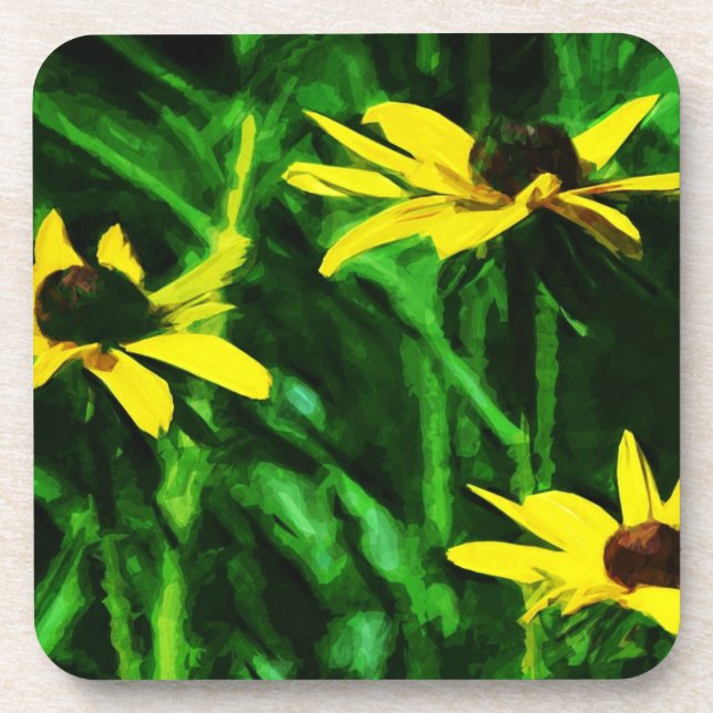Dessous-de-verre Black Eyed Susan Fleurs sauvages Abstrait (Devant)
