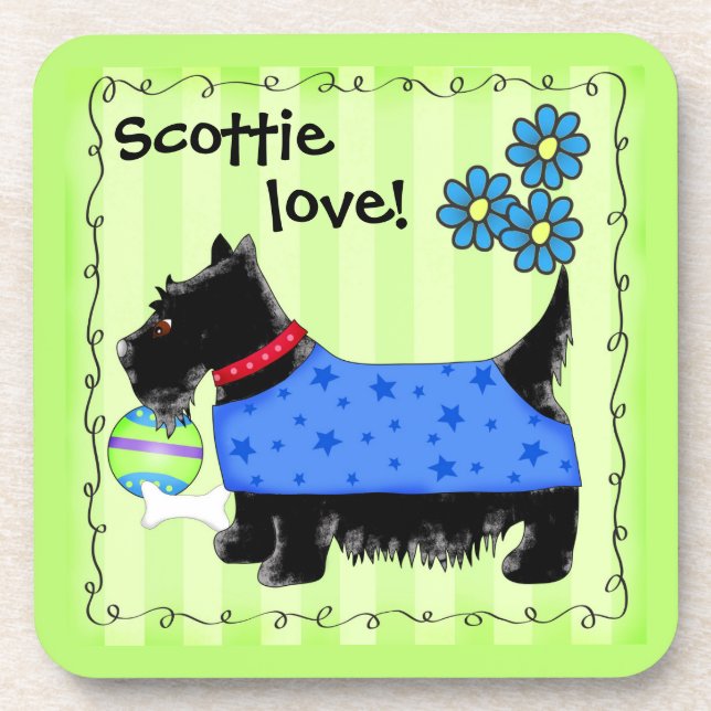 Dessous-de-verre Black Scottie Terrier Chien Aimer Personnalisé Ver (Devant)