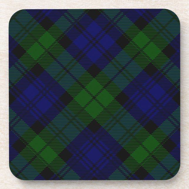 Dessous-de-verre Black Watch Tartan bleu vert Plaid (Devant)