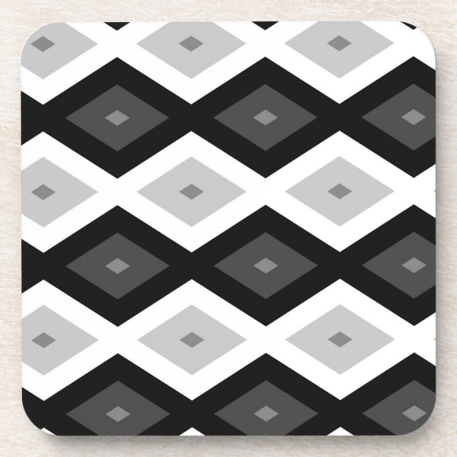 Dessous-de-verre Black, white and grey diamond pattern (Devant)