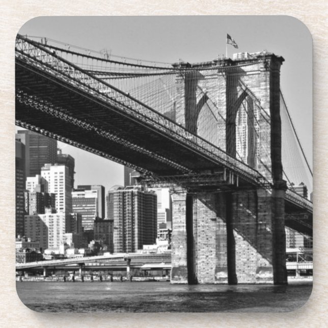 Dessous-de-verre Black & White Brooklyn Bridge New York City (Devant)