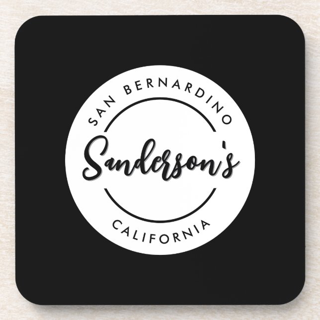 Dessous-de-verre Black White City Ville Lieu Nom Endroit Cercle (Devant)