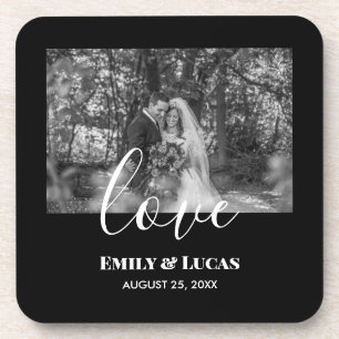 Dessous-de-verre Black White Custom Wedding Photo Simple Elegant