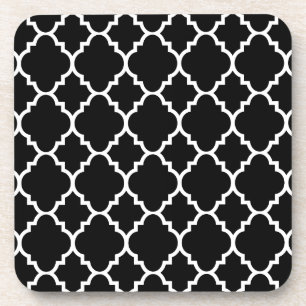 Dessous-de-verre Black White Quatrefoil Motif marocain