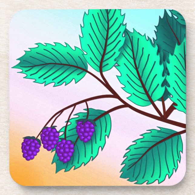 Dessous-de-verre Blackberries sur une branche (Devant)