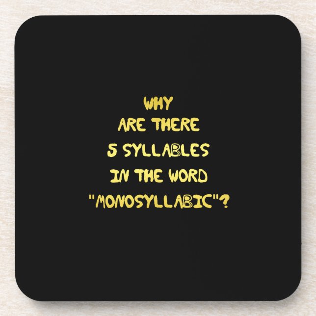Dessous-de-verre Blague orthographique drôle de 5 syllabes (Devant)