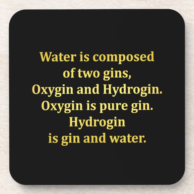 Dessous-de-verre Blague sur l'eau et le gin drôle (Devant)