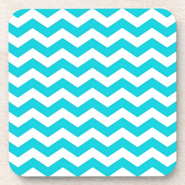 Dessous-de-verre Blanc et motif de zigzag d'Aqua (Devant)